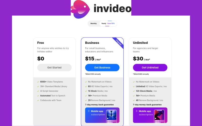 invideo Pricing and